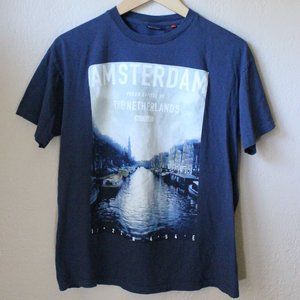 *SALE! 2/$22 or 3/$30* Amsterdam Graphic T-Shirt Navy Blue Size Medium